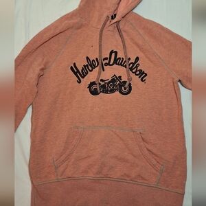 Harley-Davidson Peach Pullover Hoodie with Black Motorcycle Logo